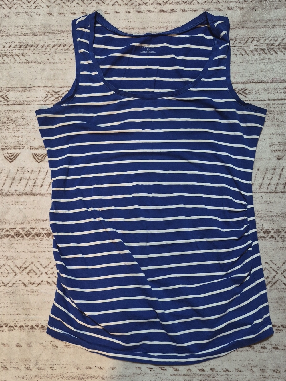 Motherhood Maternity Blue and White Striped Scoop Neck Tank